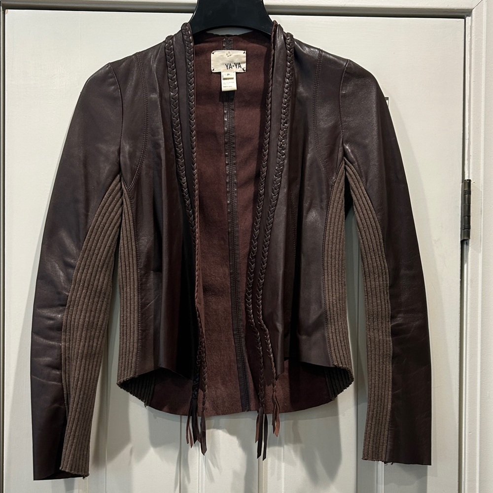 Ya-Ya Leather Fringe Trim Jacket